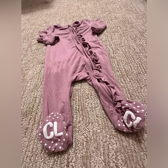 Caden Lane Bamboo Footed Sleeper in Mauve - Picture 2 of 6